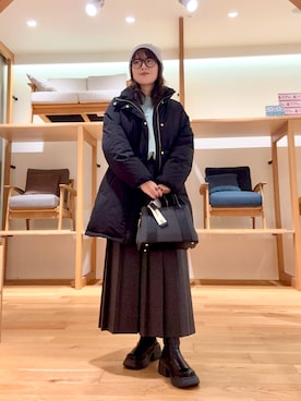 「SENSE OF PLACE by URBAN RESEARCH（センスオブプレイスバイアーバンリサーチ）の『消臭』サイドゴアボリュームソールブーツ（ブーツ）」を使った、ｶﾅｺさん（レディース・162cm）の冬コーディネート