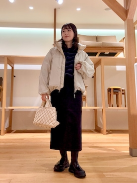 「アイテム（ダウンジャケット/コート）」を使った、ｶﾅｺさん（レディース・162cm）の秋コーディネート