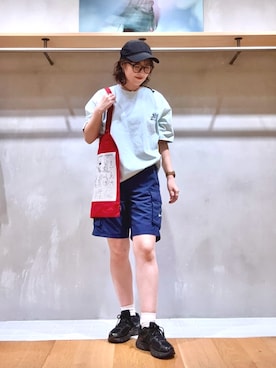 「KBF（ケイビーエフ）のアイテム（帽子）」を使った、ｶﾅｺさん（レディース・162cm）の夏コーディネート