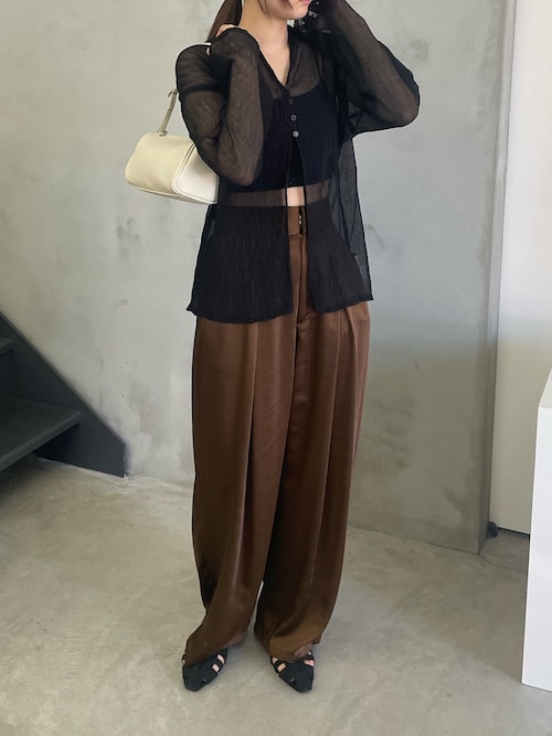 サテンディープタックワイドパンツ（スラックス）｜select MOCA