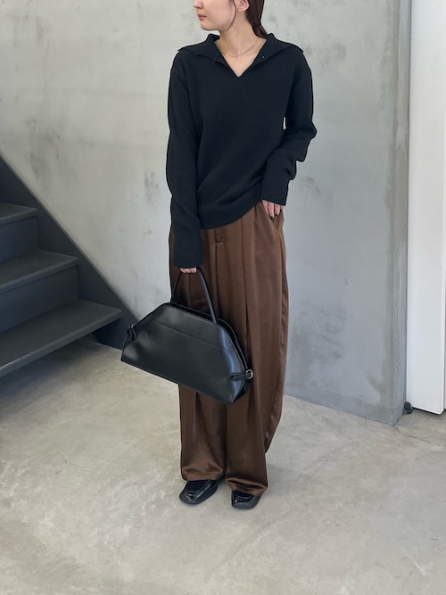 サテンディープタックワイドパンツ（スラックス）｜select MOCA