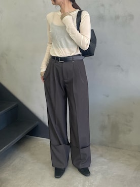 「select MOCA（セレクトモカ）のアイテム（スラックス）」を使った、ririkaさん（レディース・159cm）の春コーディネート