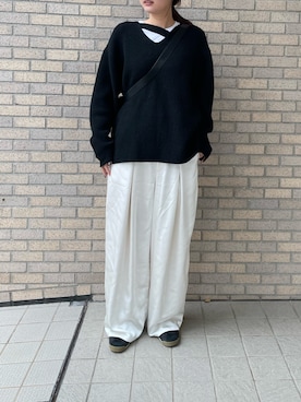 「アイテム（スラックス）」を使った、ririkaさん（レディース・159cm）の秋コーディネート