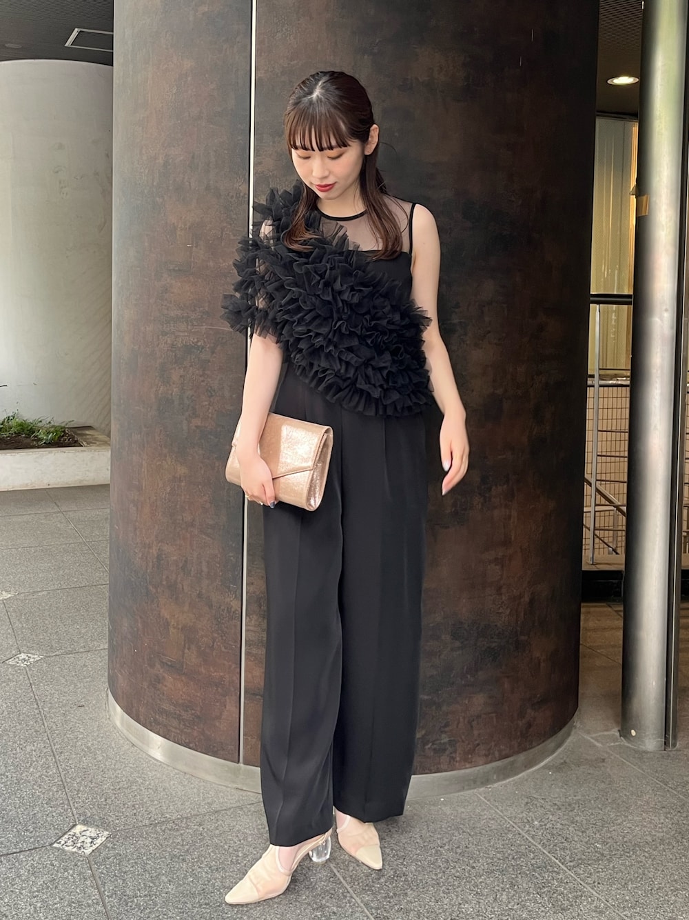 塚原(LAGUNAMOON)｜LAGUNAMOONのパンツドレスを使ったコーディネート 