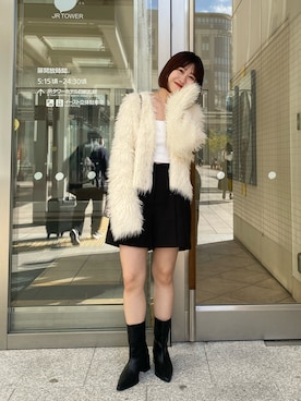 「mystic（ミスティック）のシャギーVカーディガン（カーディガン/ボレロ）」を使った、hiyoriさん（レディース・156cm）の秋コーディネート