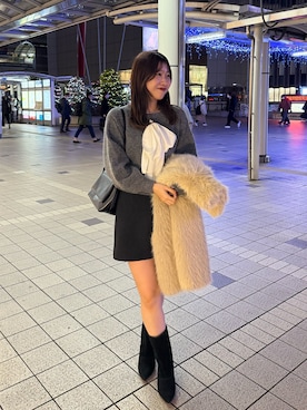 「mystic（ミスティック）のアイテム（スカート）」を使った、hiyoriさん（レディース・156cm）の冬コーディネート