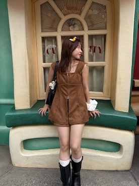 「アイテム（シュシュ）」を使った、hiyoriさん（レディース・156cm）の秋コーディネート
