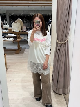 「mystic（ミスティック）のウェーブデニム（デニムパンツ、ブラウン系）」を使った、hiyoriさん（レディース・156cm）の秋コーディネート