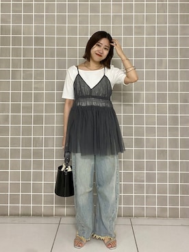 「みんなの白Tフェス」｜「アイテム（ハンドバッグ）」を使った、hiyoriさん（レディース・156cm）の夏コーディネート