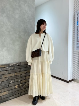 「ショート丈トップス」｜「アイテム（ワンピース/ドレス）」を使った、hiyoriさん（レディース・156cm）の冬コーディネート