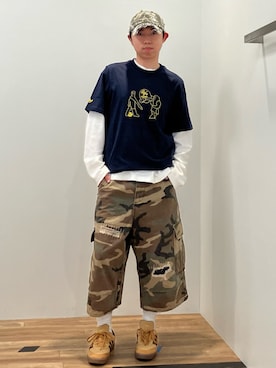 「アイテム（シューズ、イエロー系）」を使った、HZさん（メンズ・168cm）の春コーディネート