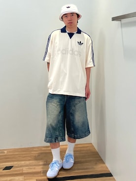 「adidas（アディダス）のアイテム（帽子）」を使った、HZさん（メンズ・168cm）の夏コーディネート
