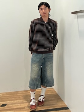 「アイテム（ポロシャツ、ブラウン系）」を使った、HZさん（メンズ・168cm）の秋コーディネート