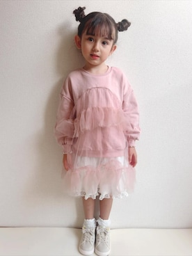 「アイテム（ワンピース/ドレス）」を使った、pietスタッフさん（キッズ・110cm）の秋コーディネート