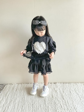 「アイテム（スカート）」を使った、pietスタッフさん（キッズ・100cm）の秋コーディネート