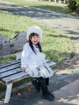 「アイテム（ワンピース/ドレス）」を使った、pietスタッフさん（キッズ・100cm）の秋コーディネート