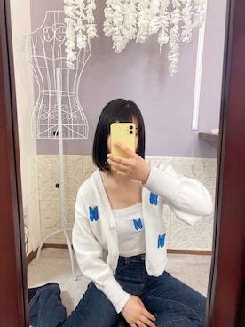 「SONA（ソナ）のアイテム（デニムパンツ）」を使った、himenousagiさん（レディース・155cm）の春コーディネート