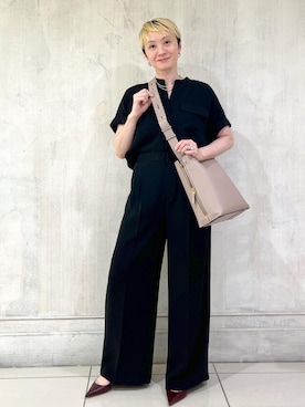 「ROPE'（ロペ）の【洗える・カセット服】ライトトリアセイージーワイドパンツ/お仕事・通勤・セットアップ対応（その他パンツ）」を使った、MASさん（レディース・164cm）の夏コーディネート
