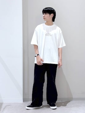 「GLOBAL WORK（グローバルワーク）のGOODデニムイージーパンツ/498394（デニムパンツ、ブラック系）」を使った、タクミさん（メンズ）の夏コーディネート