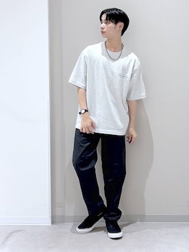 「GLOBAL WORK（グローバルワーク）のエアかるイージーパンツ/633983（その他パンツ、ブラック系）」を使った、タクミさん（メンズ）の夏コーディネート