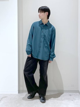 「GLOBAL WORK（グローバルワーク）のGOODデニムイージーパンツ/498394（デニムパンツ、ブラック系）」を使った、タクミさん（メンズ）の春コーディネート