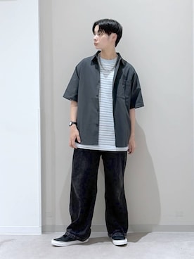 「GLOBAL WORK（グローバルワーク）のGOODデニムイージーパンツ/498394（デニムパンツ、ブラック系）」を使った、タクミさん（メンズ）の夏コーディネート