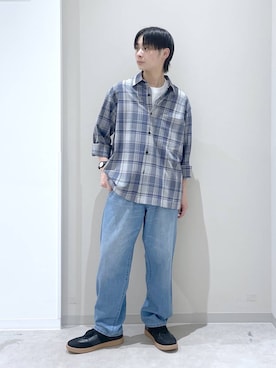 「GLOBAL WORK（グローバルワーク）のエアかるクラシックスニーカー/142642（スニーカー、ブラック系）」を使った、タクミさん（メンズ）の春コーディネート