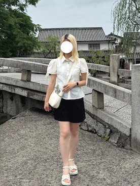 「白ブラウス」｜もんちさん（レディース・157cm）の夏コーディネート