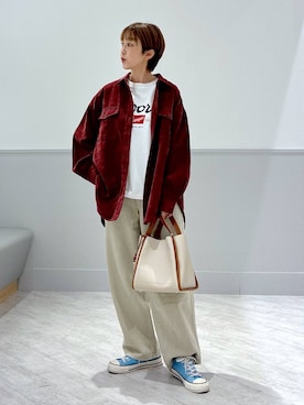 「GLOBAL WORK（グローバルワーク）のGOODデニムバギーパンツ/498388（デニムパンツ）」を使った、nakamu29さん（レディース・156cm・40代）の秋コーディネート