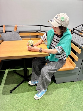 「NEW ERA（ニューエラ）のNEW ERA/CASUAL CLASSIC/26/616621（キャップ、ホワイト系）」を使った、nakamu29さん（レディース）の春コーディネート