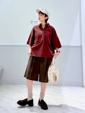 「GLOBAL WORK（グローバルワーク）のパフユーミニトート/1018043（トートバッグ、ホワイト系）」を使った、nakamu29さん（レディース）の夏コーディネート