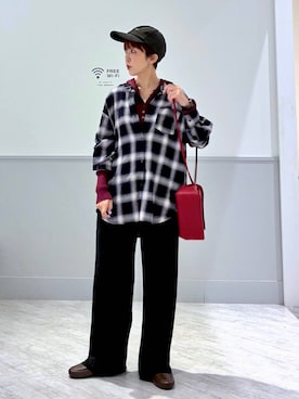 「GLOBAL WORK（グローバルワーク）のドライタッチフードパーカー/1046132（パーカー、レッド系）」を使った、nakamu29さん（レディース）の秋コーディネート