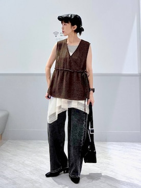 「GLOBAL WORK（グローバルワーク）のGOODデニムバレルCOOL/627009（デニムパンツ、ブラック系）」を使った、nakamu29さん（レディース）の夏コーディネート