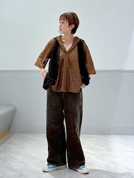 「アイテム（ベスト）」を使った、nakamu29さん（レディース・156cm・40代）の秋コーディネート