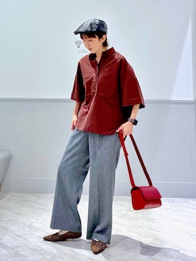 「GLOBAL WORK（グローバルワーク）のシリンダーバッグ/1054922（ショルダーバッグ、レッド系）」を使った、nakamu29さん（レディース）の秋コーディネート