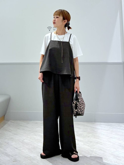 新品未使用 グローバルワーク 冷感サロペ＊Tシャツセット ブラックLサイズ 冷感サロペ＊Tシャツセット/495699（サロペット/オーバーオール