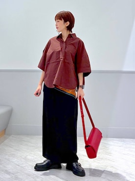 「GLOBAL WORK（グローバルワーク）のリラックスジャージマキシスカート/1049218（スカート、ブラック系）」を使った、nakamu29さん（レディース）の夏コーディネート
