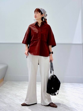 「GLOBAL WORK（グローバルワーク）のらくっションポインテッドバブーシュ/282406（パンプス、その他）」を使った、nakamu29さん（レディース）の夏コーディネート