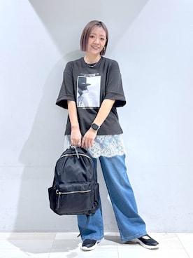 「GLOBAL WORK（グローバルワーク）のアイテム（スウェット）」を使った、たかなさん（レディース・162cm）の春コーディネート