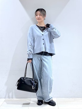 「GLOBAL WORK（グローバルワーク）のGOODデニムバギーパンツ/498388（デニムパンツ）」を使った、たかなさん（レディース・162cm）の秋コーディネート