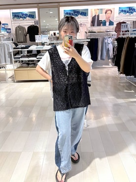 「GLOBAL WORK（グローバルワーク）のアイテム（デニムパンツ）」を使った、たかなさん（レディース・162cm）の夏コーディネート