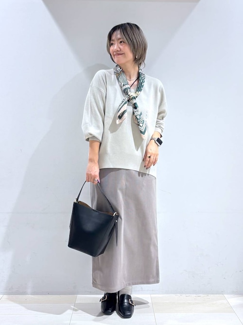 ✨美品✨45R✨コーデュロイ✨イージースカート✨KHAKI 限定展開 カット コーデュロイ スリット イージー スカート