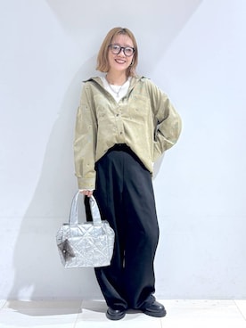 「GLOBAL WORK（グローバルワーク）のエアかる厚底ローファー/136031（ローファー、ブラック系）」を使った、たかなさん（レディース・162cm）の秋コーディネート
