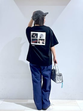「GLOBAL WORK（グローバルワーク）のキルティングミニボストン/577375（ボストンバッグ、シルバー系）」を使った、たかなさん（レディース・162cm）の春コーディネート