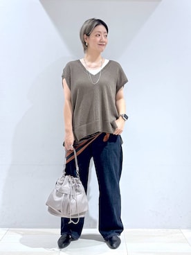 「アイテム（ストール/ショール）」を使った、たかなさん（レディース・162cm）の夏コーディネート
