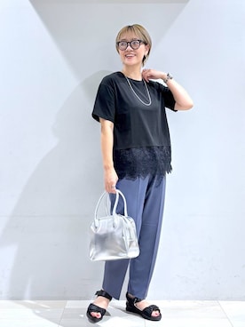 「ウツクシルエット_GLOBAL WORK」｜たかなさん（レディース・162cm）の夏コーディネート