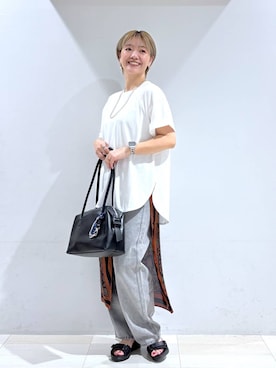 「アイテム（ストール/ショール）」を使った、たかなさん（レディース・162cm）の夏コーディネート