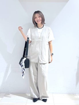 「GLOBAL WORK（グローバルワーク）のシルクプリントスカーフ/321108（バンダナ/スカーフ、その他）」を使った、たかなさん（レディース・162cm）の夏コーディネート