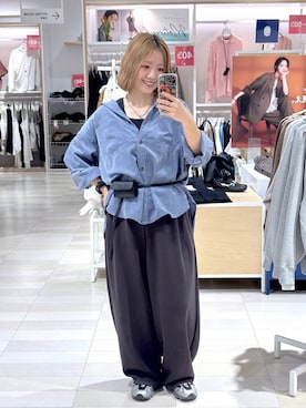 「GLOBAL WORK（グローバルワーク）のステンレスコインネックレス/1056186（ネックレス、グレー系）」を使った、たかなさん（レディース・162cm）の秋コーディネート
