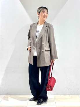 「GLOBAL WORK（グローバルワーク）のGOODデニムバギーパンツ/498388（デニムパンツ）」を使った、たかなさん（レディース・162cm）の秋コーディネート